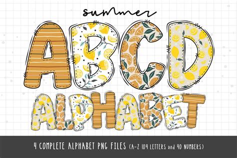 Summer Lemon Alphabet Letters Graphic By Kumabearstudio · Creative Fabrica