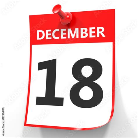 December 18 Calendar On White Background Stock Photo And Royalty