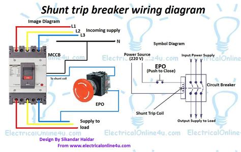 Circuit diagram of electronic circuit breaker. Shunt Trip Breaker Wiring Diagram Explanation | Electrical Online 4u