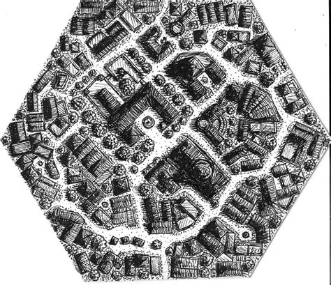 Section Of City On A Small Hex Tile Mapmaking