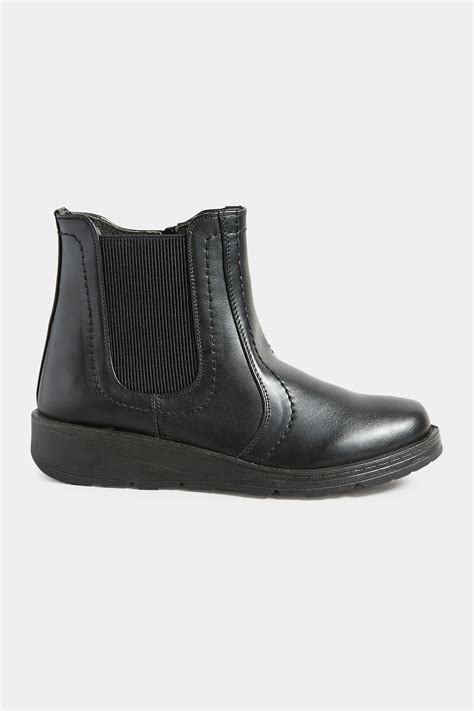 Black Wedge Chelsea Boots In Wide E Fit Extra Wide Eee Fit Yours