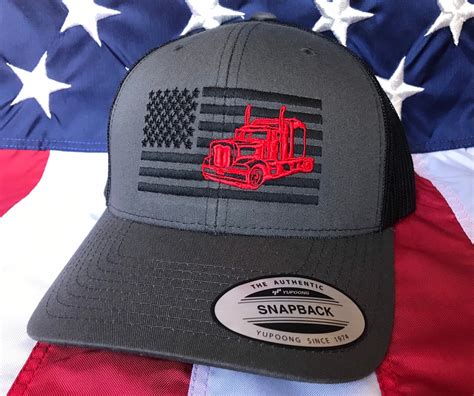 any colors semi truck flag embroidered hat trucker baseball cap trucking custom baseball cap