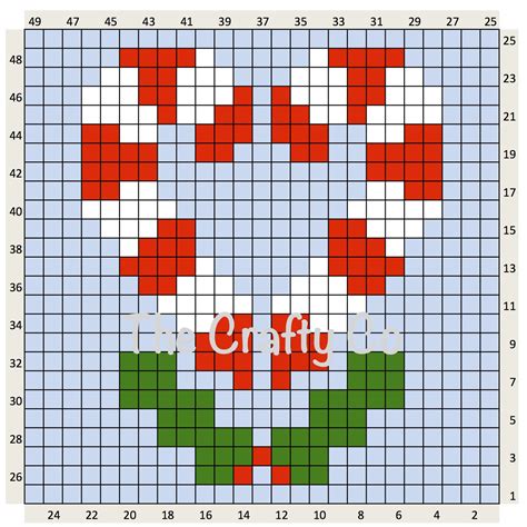 Candy cane cross stitch patterns. Candy & Holly c2c chart - free - THE CRAFTY CO | Cross ...