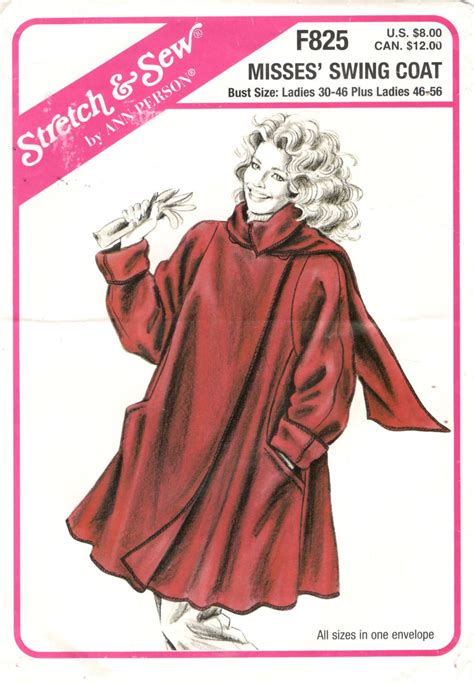 Stretch And Sew 1025 F825 Misses Swing Coat Pattern Womens Vintage Sewing