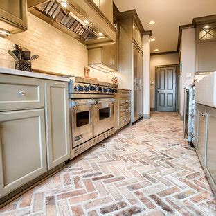 I'm painting the cabinets white, appliances are. 75 Beautiful Brick Floor Kitchen With Gray Cabinets ...