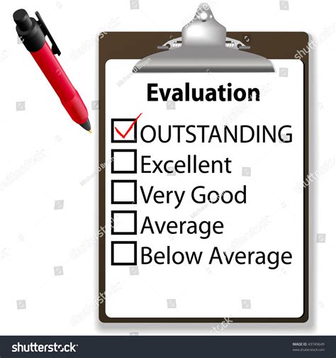 An Evaluation For Job Performance Red Check Mark In The Outstanding Box