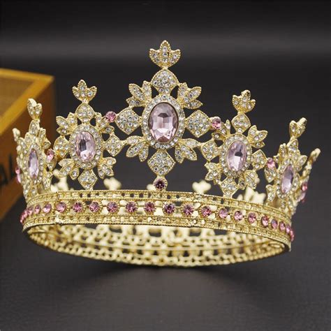 Corona De La Reina Real Y El Rey Tiara Nupcial Diadema Redonda