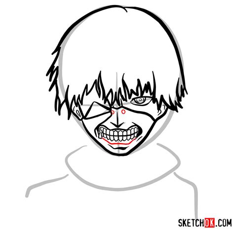 How To Draw Ken Kaneki Ghoul In A Mask Tokyo Ghoul Sketchok Easy
