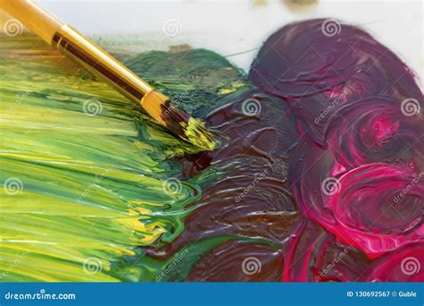 Art Brush And Brush Strokes Of Acrylic Paint Abstract Background