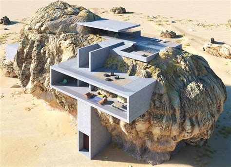 House Inside A Rock Designed By Amey Kanconcrete Houses