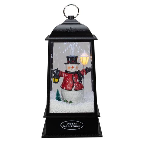 13 Lighted Snowman Christmas Lantern With Falling Snow