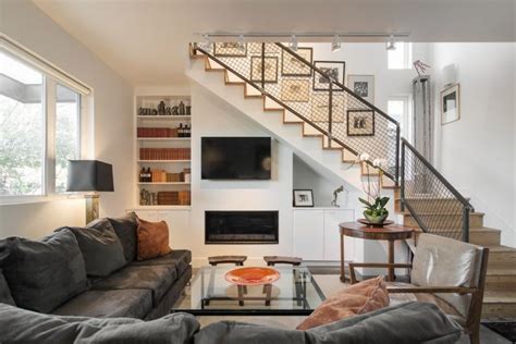 Contemporary Living Room Stair Design Living Room Under Stairs