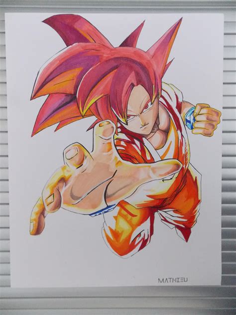 Goku Super Saiyan God Drawing Complete By Abrutimonstre On Deviantart