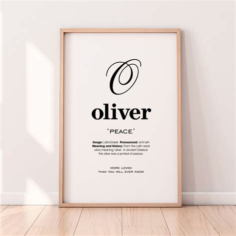 Oliver Name Meaning Printable Name Art Modern Nursery Decor Etsy Uk