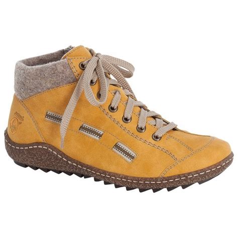 Rieker Womens L7543 69 Morelia Yellow Lace Up Ankle Boots