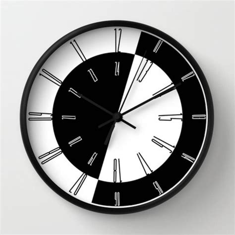 Wall Clock With Numbers Black And White Home Decor Etsy