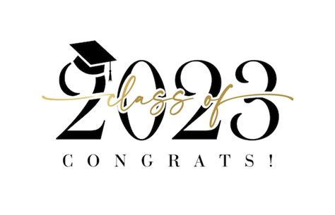 Premium Vector Class Of 2023 With Graduation Hat Calligraphy