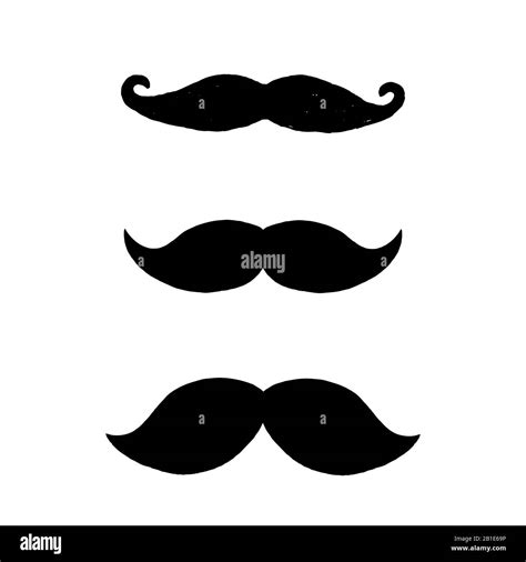 Set Of Black Mustaches Isolated On White Background Three Hand Drawn