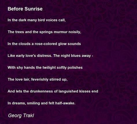 Before Sunrise Poem by Georg Trakl - Poem Hunter Comments