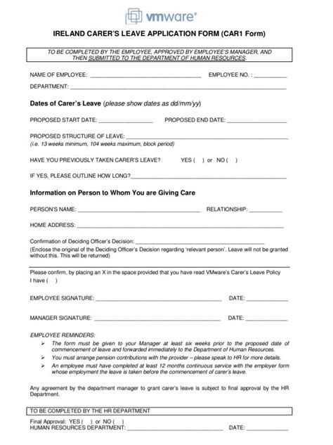 Sample Leave Application Form Free Word Templates
