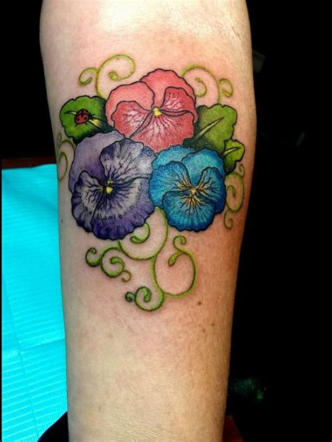 Beautiful Pansy Flower Tattoo By Audrey Mello