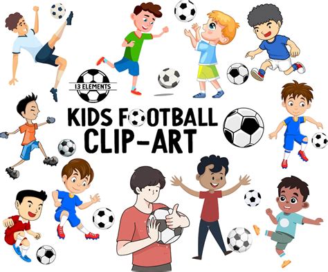 Kids Playing Football Clipart Soccer Boy Design Art Children Outdoors