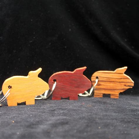 Pig Wooden Keyring - Solid Hard Wood | Conscious Crafties | Wooden key ...
