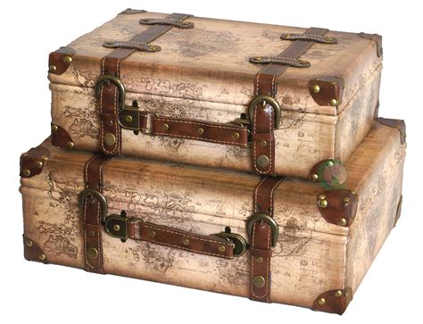 Vintiquewisetm Old World Map Leather Vintage Style Suitcase With