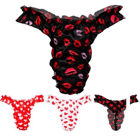 men sissy pouch panties satin ruffled low rise thong g string briefs lingerie 7 49 picclick