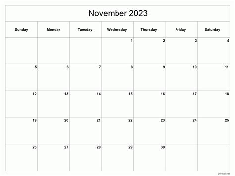 Printable November 2023 Calendar Free Printable Calendars