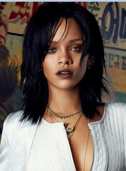 Attractive Rihanna Medium Straight Layered Capless Human Hair Wig Long