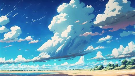 Premium Photo Anime Background Art Of Endless Beautiful Blue Sky With