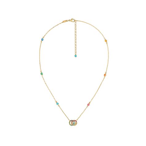 Gucci Running G 18ct Yellow Gold Multicolour Necklace Ybb48162300100u