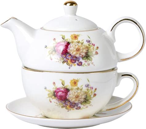 Amazon Com Jusalpha Fine Bone China Teapot For One Rose Teapot And