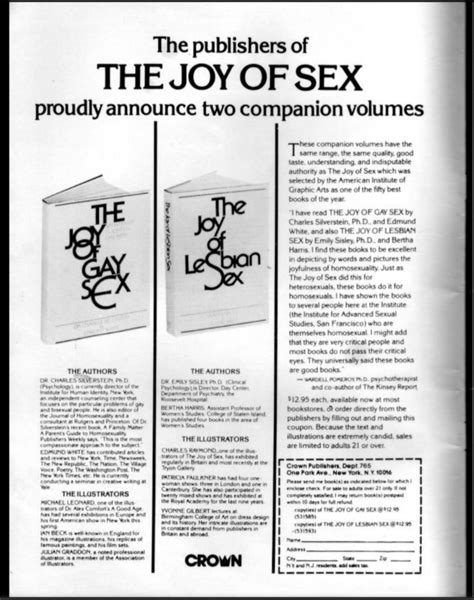 The Joy Of Gay Sex And The Joy Of Lesbian Sex From Alternate Magazine November 77 Rvintageads
