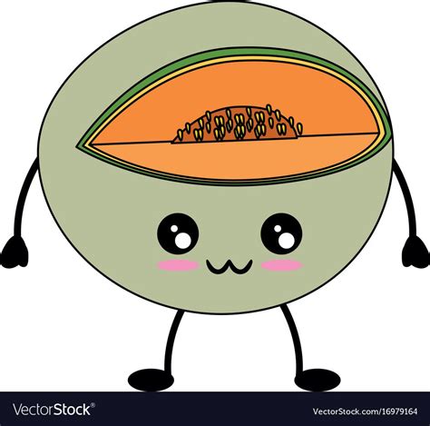 Melon Delicious Fruit Cute Kawaii Cartoon Icon Vector Illustration Design Download A Free