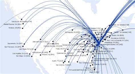 United Airlines Route Map North America From Washington Dulles