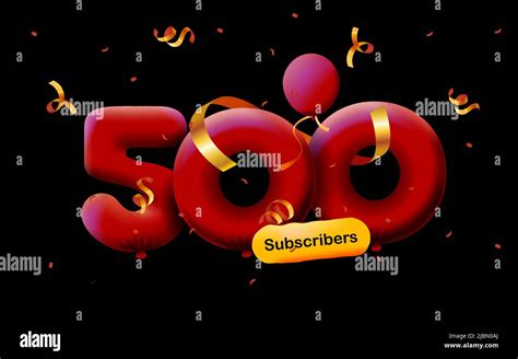 Banner With 500 Followers Thank You In Form Of 3d Red Balloons And