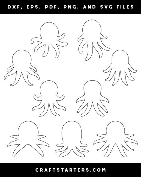 Simple Octopus Outline Patterns Dfx Eps Pdf Png And Svg Cut Files