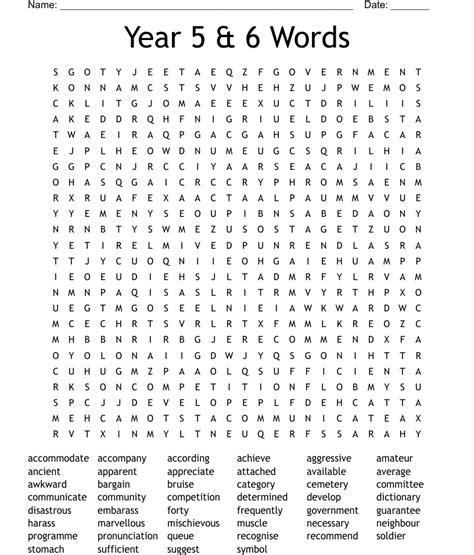 Year 5 And 6 Words Word Search Wordmint