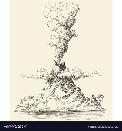 Active Volcano Drawing Volcanic Eruption Vector Image Ad Drawing