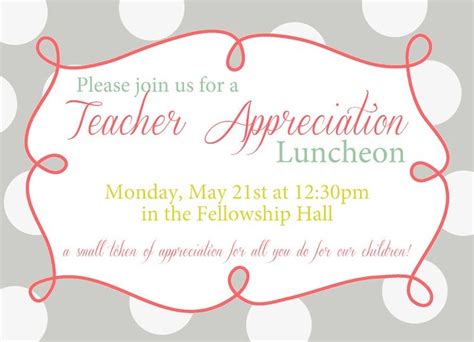 Firstly it is vital to appreciate the employee sincerely and genuinely of his use our free employee appreciation letter sample to help you get started. Teacher Appreciation Luncheon Invitation Wording | Teacher ...