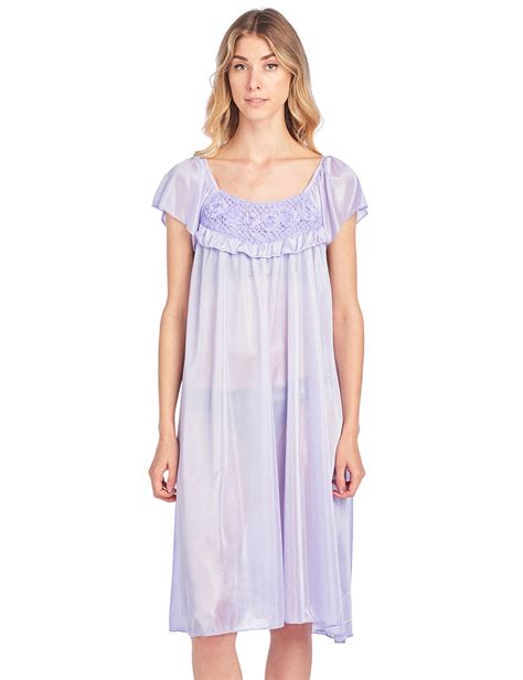 Casual Nights Women S Cap Sleeve Flower Silky Tricot Nightgown Purple La9032pr