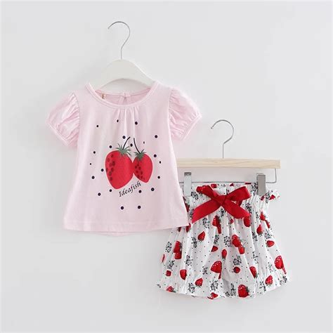 Wholesale 5pcslot Summer Newborn Baby Clothing Sets Strawberries Print