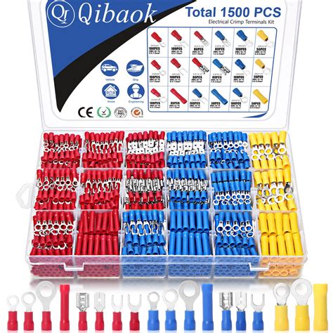 Qibaok 1500pcs Wire Connectors Insulated Electrical Wire Terminals Wire