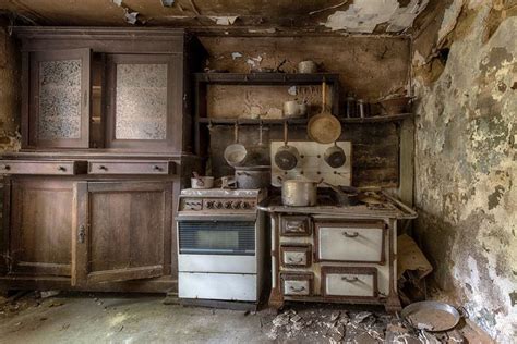 Kitchen inside an abandoned farmhouse | Abandoned farm houses