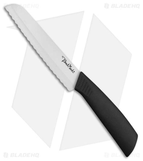 Benchmark Ceramic Bread Knife Black Polymer 11 White Full Serr