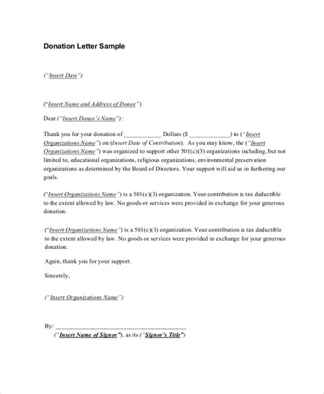 Free Sample Donation Receipt Letter Templates In Pdf Ms Word