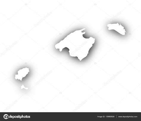 Mapa De Las Islas Baleares Con Sombra Vector De Stock De Lantapix