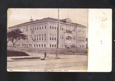 Wapakoneta Ohio Blume High School Building Vintage Postcard Lake View
